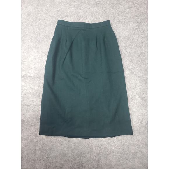 Vintage Women's Diane Richard 8 Dark Green Wool Midi Pencil Skirt Academia - Picture 1 of 8